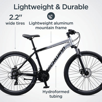 Schwinn AL Comp 27.5 inch Men's Mountain Bike, 21 Speed Adult Bicycle, Grey