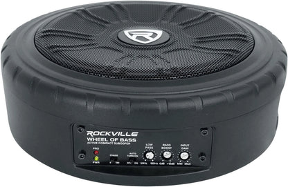 Rockville WHEEL OF BASS 8" Slim Under-Seat Powered Truck/Car Audio Subwoofer Sub