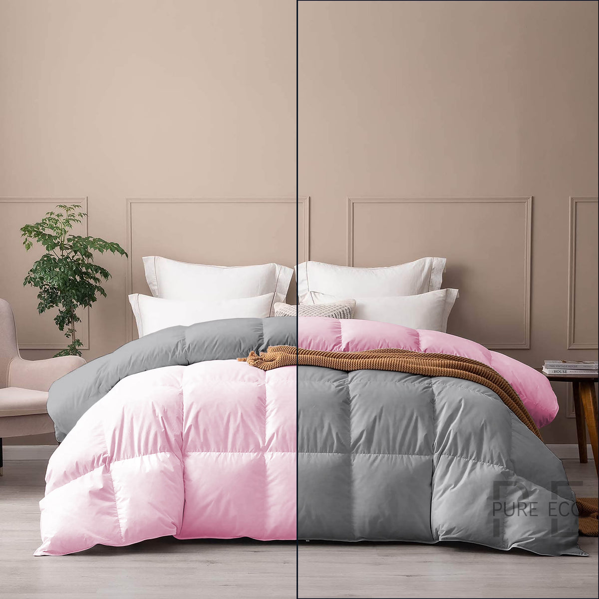 Ayanshi Hotel Bedding Comforter Twin Size, Duvet Insert, Quilted Comforter with Corner Tabs, All Season Lightweight Quilt, Down Alternative Hotel Comforter Twin Size 68X90 Baby Pink
