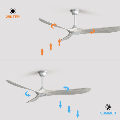 Sofucor 60" Modern Ceiling Fans No Light With Remote Control For Living Room Porch