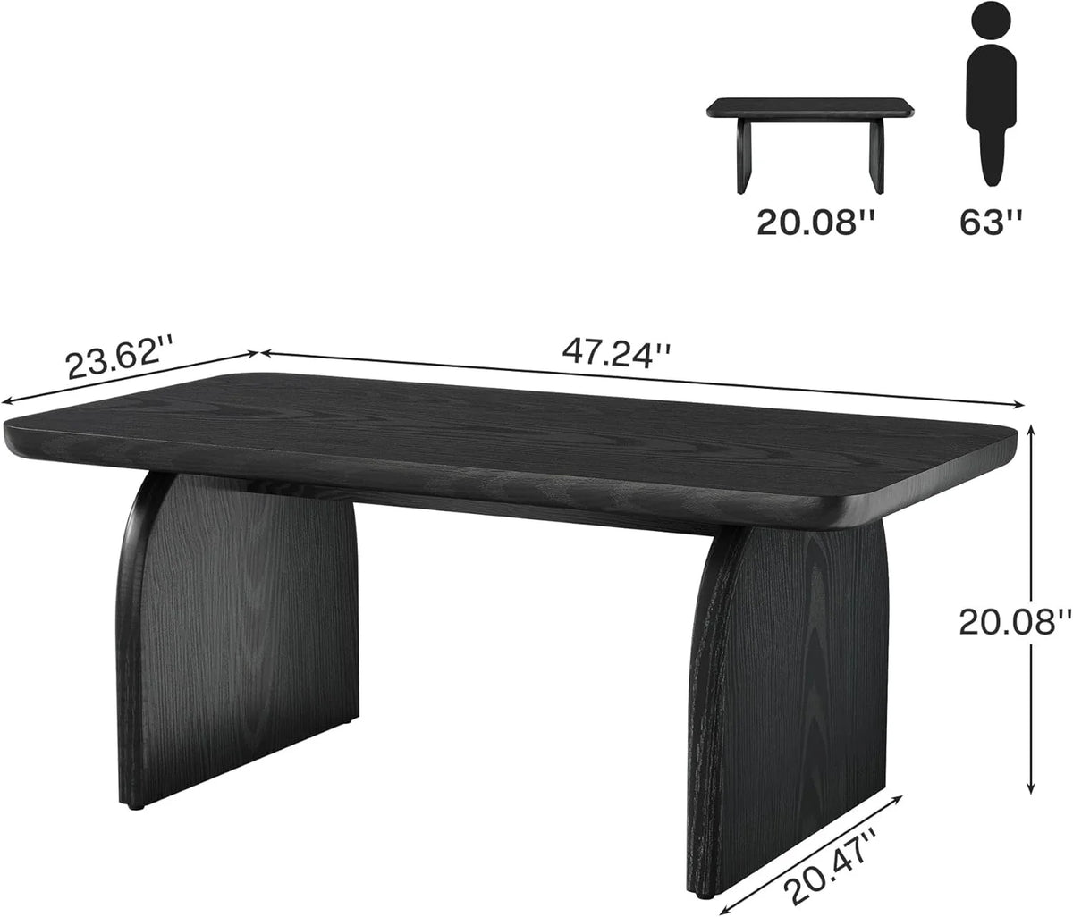 Tribesigns Rectangle Coffee Table, 47-Inch Wood Rectangular Living Room Table