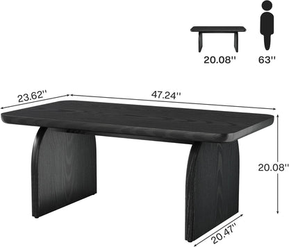 Tribesigns Rectangle Coffee Table, 47-Inch Wood Rectangular Living Room Table