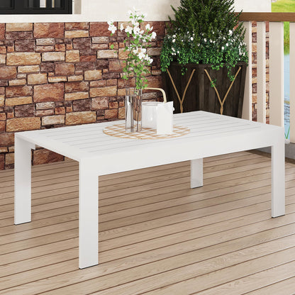 CozyHom Modern Outdoor Patio Aluminum Black Coffee Table, All Weather Metal Outdoor Rectangle Coffee Table Long Table, Black