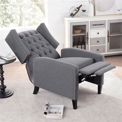 Triple Tree Modern Fabric Foam Wood Solid Print Nailhead Trim Accent Chair, Beige