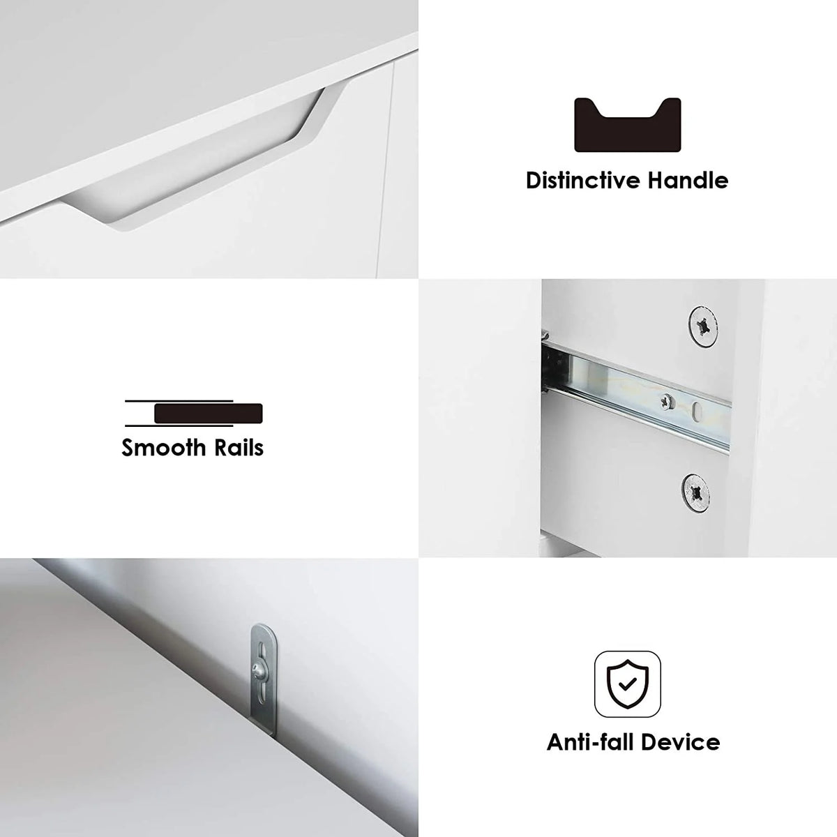 Homfa 4 Large Drawers Dresser, Modern Wood Chest of Drawers for Bedroom Hallway Living Room, White