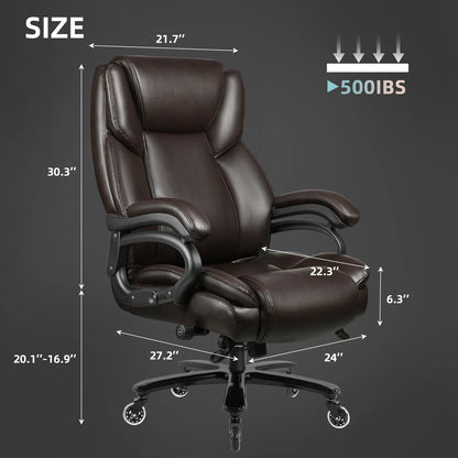 Waleaf Heavy Duty Big and Tall Office Chair 500lbs with Adjustable Lumbar Support,High Back Office Chair for Adults
