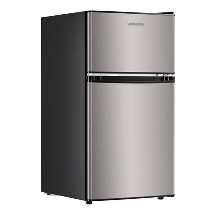 Upstreman 3.2 Cu.Ft Mini Fridge with Top Freezer, 2 Door Small Compact Refrigerator, Energy Saving, Adjustable Thermostat, Adjustable Legs, for Apartment Office Dorm Bedroom Garage RV, BD321 Black