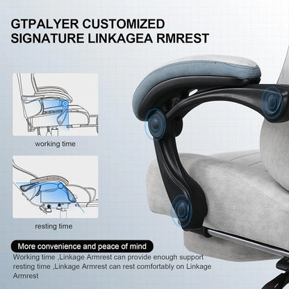 GTPLAYER Ergonomic High Back Pocket Spring Cushion Gaming Chair with Footrest & Linkage Armrests, Black