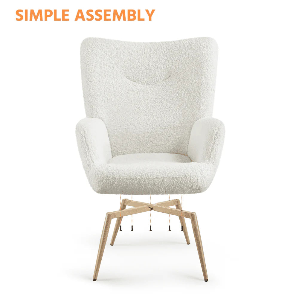Easyfashion Modern Boucle Fabric Accent Chair, White