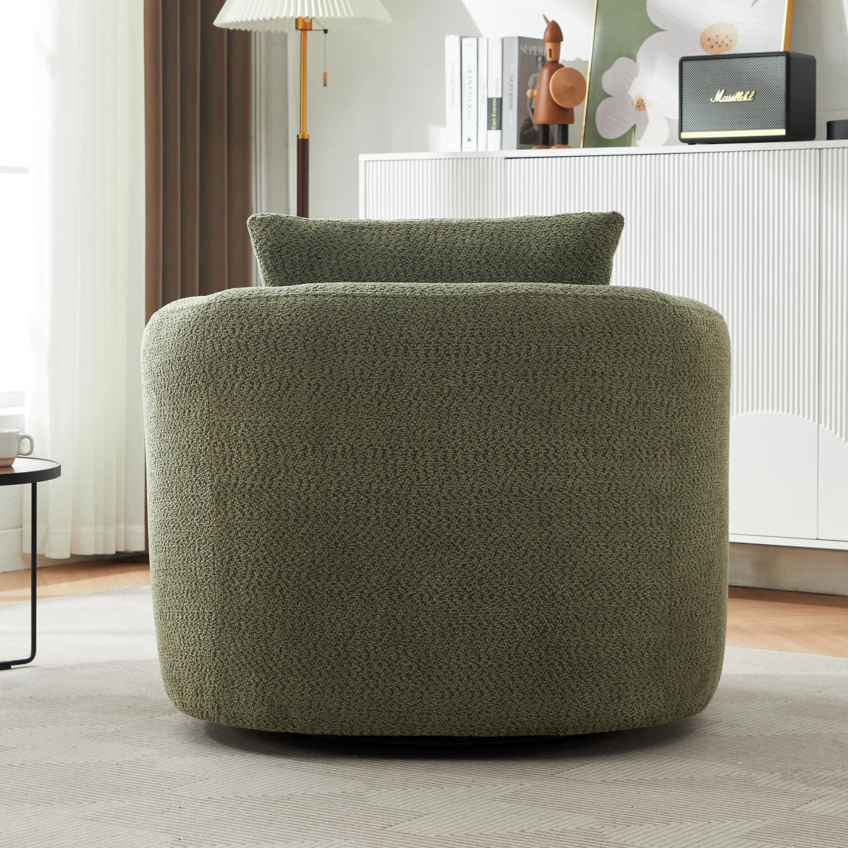 Harper & Bright Designs 360�� Swivel Accent Chair, Barrel Chair Swivel Upholstered Sofa Chair with Cushion for Living Room Office, Beige