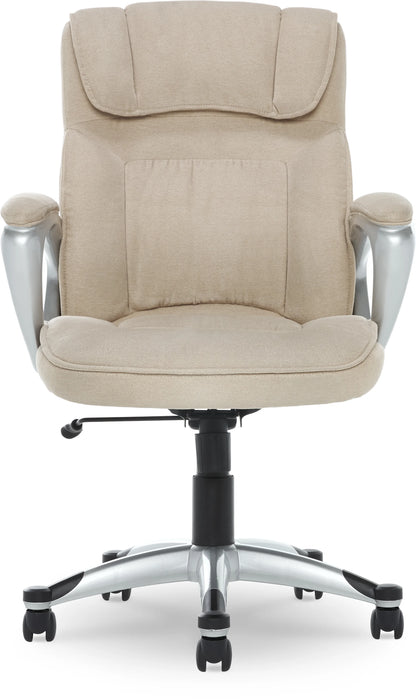 Serta Hannah Office Chair in Fawn Tan Linen Metallic Finish