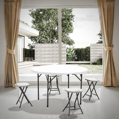 Magshion 5.5FT Round Folding Table, Heavy Duty Plastic Portable Round Table, Indoor Outdoor Foldable Dining Table with Handle, Grey