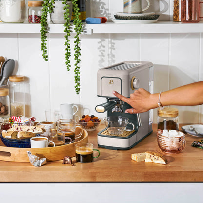 Beautiful Slim Espresso Machine with 20-Bar Pressure, Black Sesame by Drew Barrymore