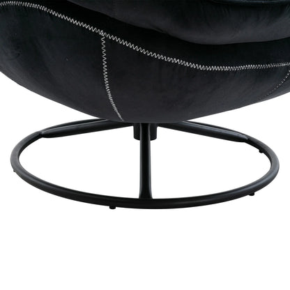 Velvet Swivel Accent Chair with Ottoman, Modern Chaise Lounge Chair with Metal Frame and Footstool, Comfy Armchair Reading Chair for Living Room Bedroom Office,Blue