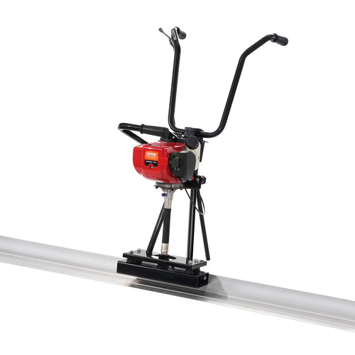 VEVOR Gas Concrete Power Screed, 8ft Aluminum Board Straight Edge Bar Set, 4 Stroke Cement Finishing Vibrating Motor with Height Adjustable Handles, High Efficient Concrete Tools 6500RPM