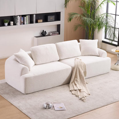 Loveseat Sectional Sofa for Living Room, 65’�?Modern Luxury Plush Chenille Extra Deep Seat Curved Cloud Floor Couch with 3 Throw Pillows for Small Spaces, No Assembly Needed, Sapphire Blue