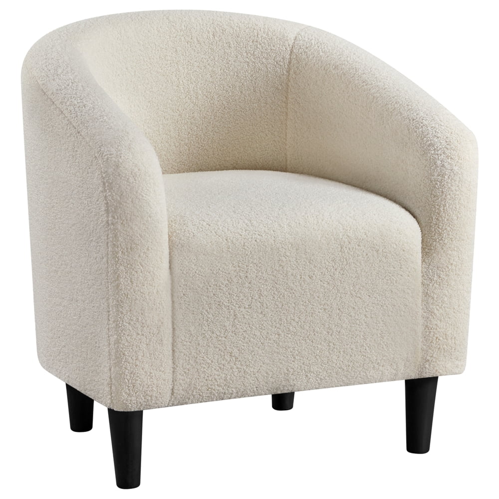 Topeakmart 2pcs Boucle Club Accent Chair for Livingroom, Ivory