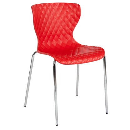 BizChair 4 Pack Contemporary Design Orange Plastic Stack Chair