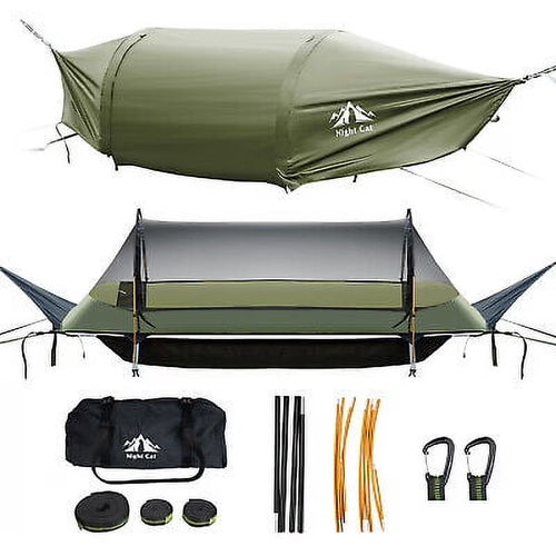 Lay Flat Hammock Tent Camping Hammock Tent with Mosquito Net Hanging Bed Armygreen