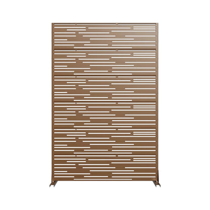 MAYEERTY 72 �� 47in Outdoor Privacy Screen with Stand Metal Balcony Decorative Screen, Black
