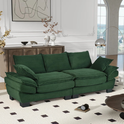 NYBOPAVIS 85.4" Corduroy Sofa, Oversized Loveseat Sofa Couch for Living Room Green