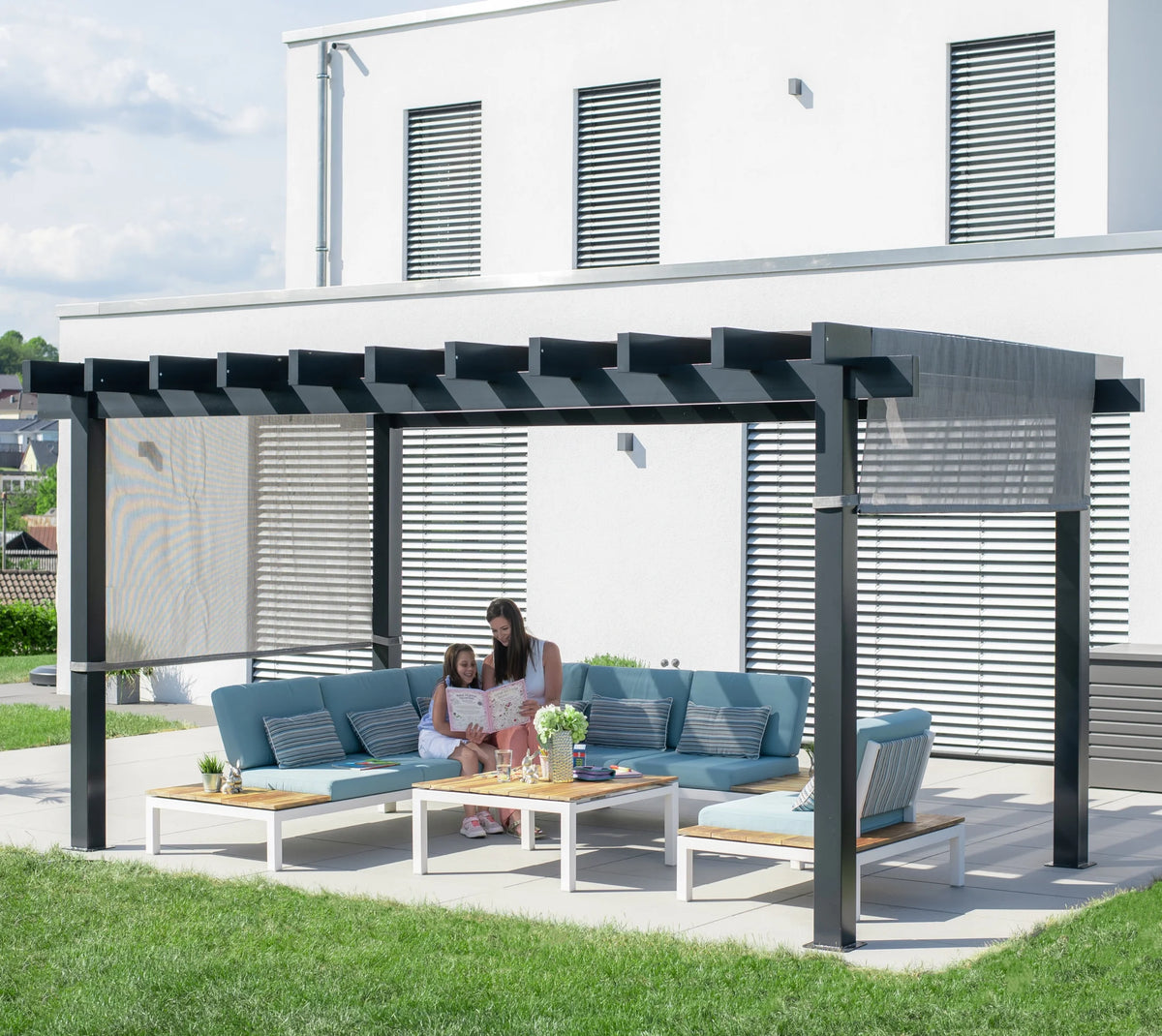 Sojag Outdoor 10' x 10' Yamba Pergola Square Shaped Gazebo, Dark Grey
