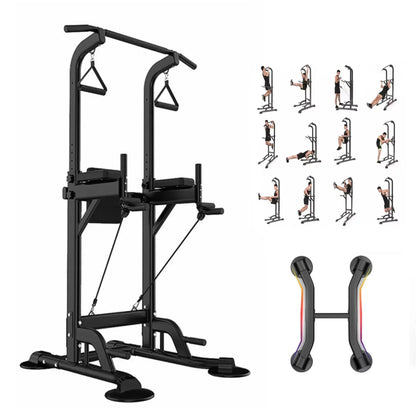 PROHIKER Power Tower Dip Station, Pull Up Bar Stand Power Rack with Backrest and Resistance Band, Height Adjustable Strength Training Equipment for Fitness Home Workout, Black