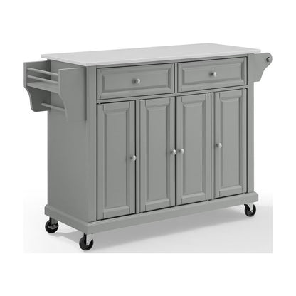Crosley Full Size Kitchen Cart-Finish:Gray,Style:Granite Top/White