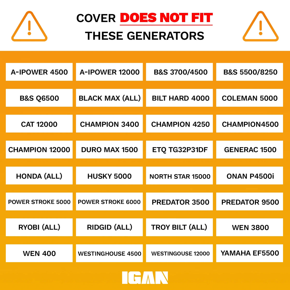 IGAN Generator Tent Waterproof Portable Cover for 3500�C12000 Watt 9,2 lb. Black