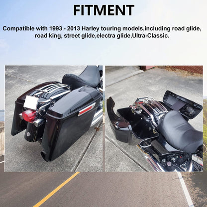 Kojem Hard Saddle Bags for 1993 - 2013 Harley Road King Glide Vivid Black Lockable Saddlebags