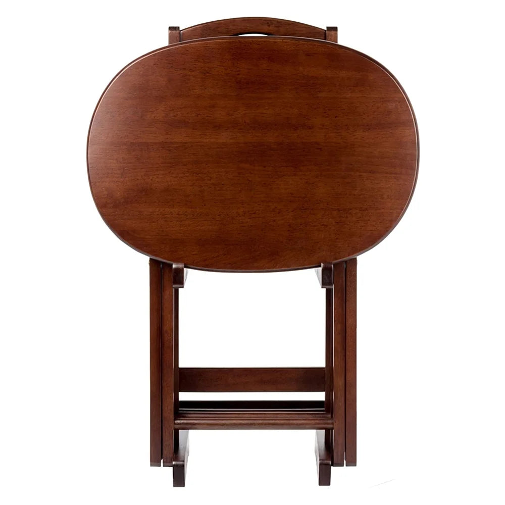 Winsome Nathan 5-Piece Snack Table Set, Oval Tops, Cappuccino Finish