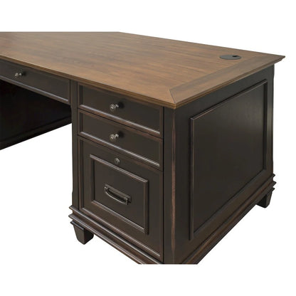 Martin Furniture Hartford White Wood Double Pedestal Desk Executive Desk