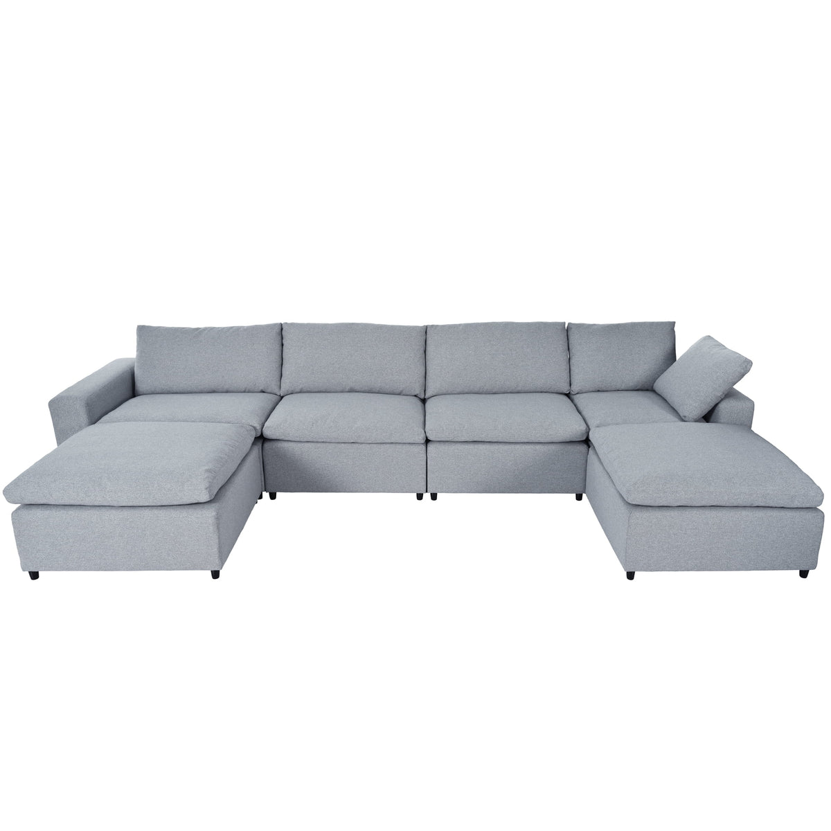 Harper & Bright Designs Convertible Modular Sectional Sofa with 2 Removable Ottomans & Pillows, Large U Shape Cloud Couch with Reversible Chaise for Living Room, Grey