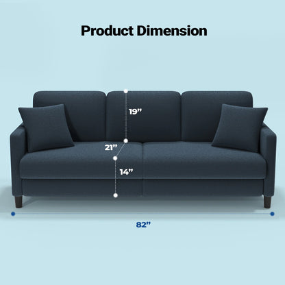 Domusensus Sofas for Living Room, 82" Loveseat Sofa, Couches for Living Room Included 2 Pillows, Teddy Fleece Love Seat Couches, Small Couch, Blue