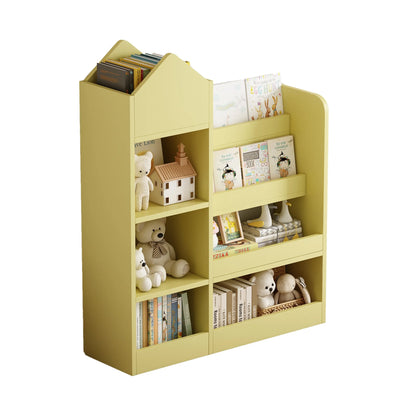 PORKISS Bookshelf for Kids, Wood Kids Bookcase with Toy Storage Organizer, Freestanding Book Shelf with 6 Compartments and 2 Baskets Bins for Kids Bedroom, Nursery, Playroom, Natural