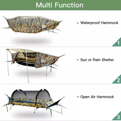 Lay Flat Hammock Tent Camping Hammock Tent with Mosquito Net Hanging Bed Camo