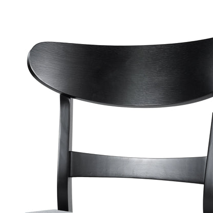 GDFSTUDIO Mid Century Modern Fabric Upholstered Rubberwood Dining Chairs, Set of 2, Dark Gray and Walnut