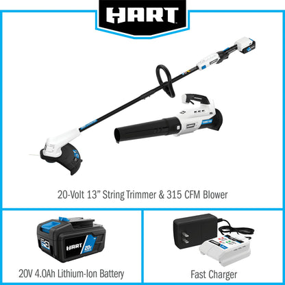 HART 20 Volt 13" Cordless Trimmer & Blower Combo Kit
