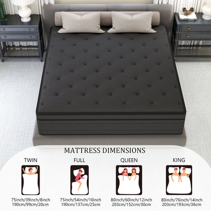 12 inch King Mattress,Hybrid Mattresses Medium Firm in a Box