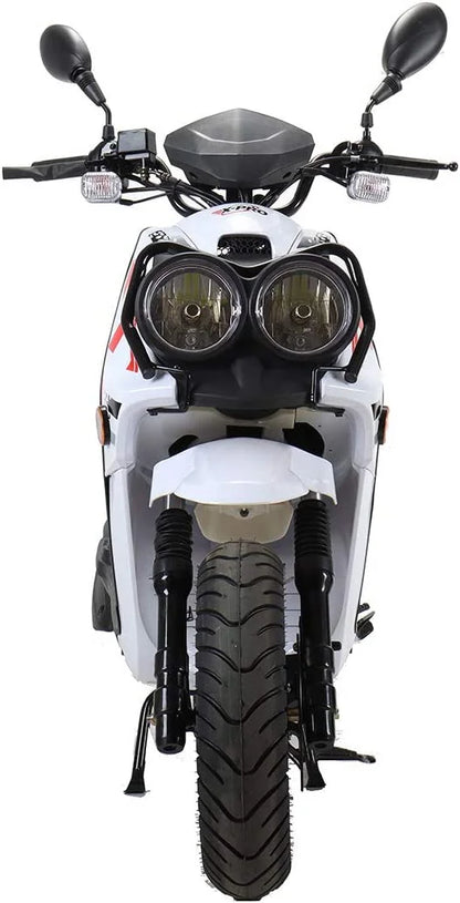 X-Pro Brand New 150cc Gas Moped Motorcycle, 12" Aluminum Wheels Electric/Kick Start Dual Headlights
