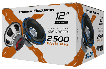 Power Acoustik Gothic Series GW-124 Premium 12" Subwoofer - 2,500 Watt Max, Composite Fiber Rigid Cone (New)