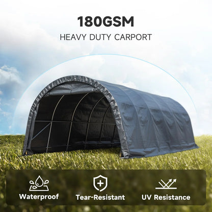 Erommy 12 x 24 FT Heavy Duty Carport, Outdoor Anti-Snow All Covered  Portable Garage with Reinforced All-Steel Frame for Car, Truck, Boat