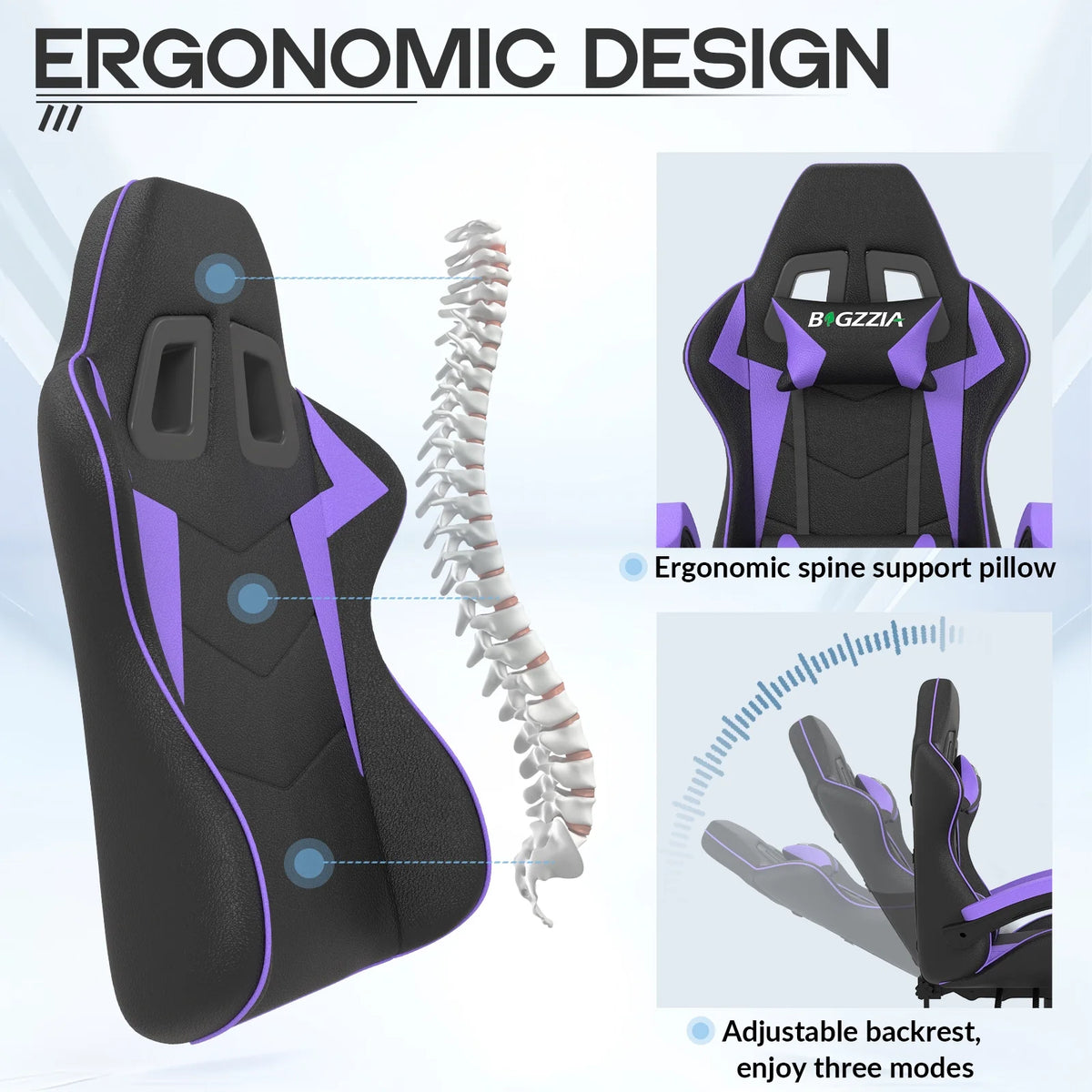 Bigzzia Gaming Chair with Footrest, Gaming Chair for Adult with Headrest and Lumbar Support,Red