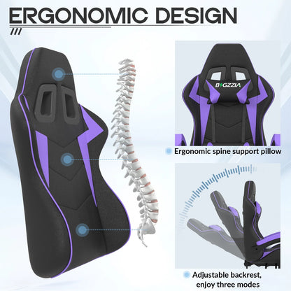 Bigzzia Gaming Chair with Footrest, Gaming Chair for Adult with Headrest and Lumbar Support,Red