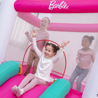 Barbie Inflatable Bounce House with Mesh Walls, Slide and Blower, Indoor/Outdoor, Ages 3+