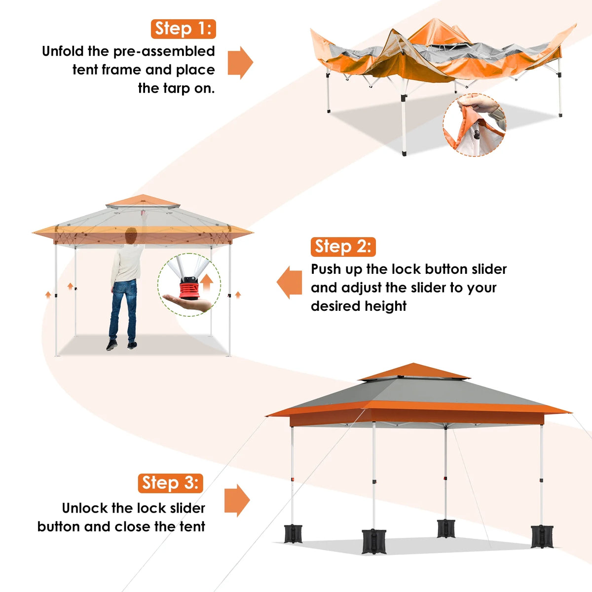 Pirecart 12' x 12' Pop-up Canopy Tent Waterproof Outdoor Gazebo Shelter with Wheeled Bag, Instand Canopy , White