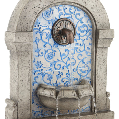 Manhasset 30 1/4" High Large Italian Outdoor Decor Blue Faux Stone Floor Fountain Waterfall Outside Garden Patio