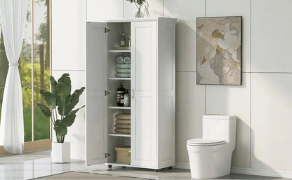 Bellemave White Tall Storage Cabinet with Adjustable Shelf Bathroom Cabinet with 1 Drawer and Storage Rack Large Freestanding Wood Cabinet Storage Organizer Floor Cabinet, White