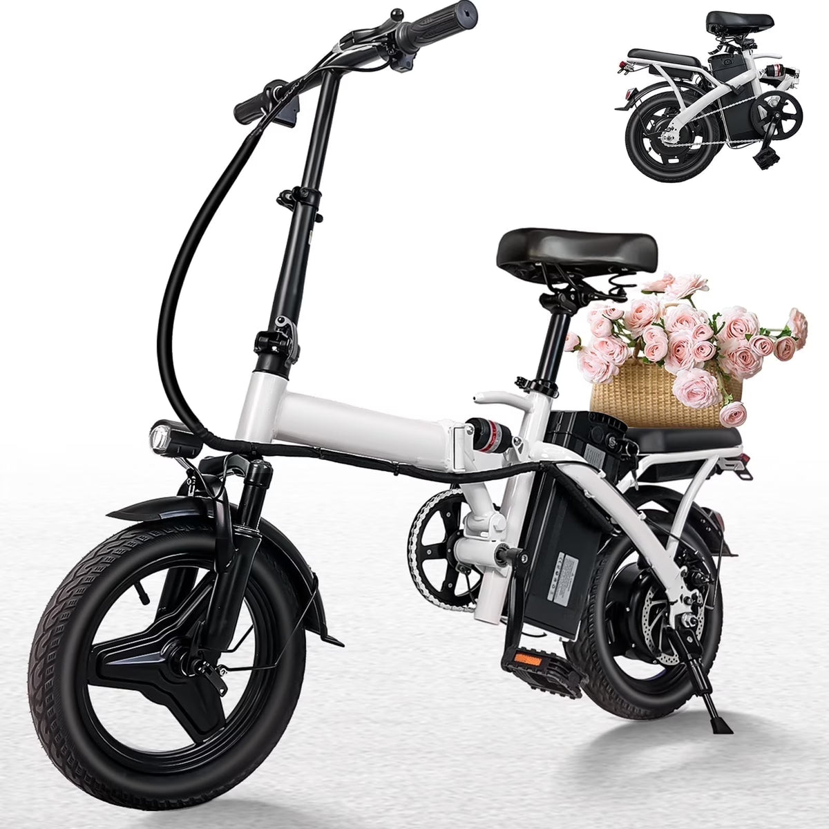 14" A1 Electric Bike Easy Folding, Commuter Electric Bicycle for Adult, City E-Bike Peak 500W Motor, 576 Wh Removeable Battery,Max Range 20 Miles & Max Speed 20 Mph,Mini Ebikes