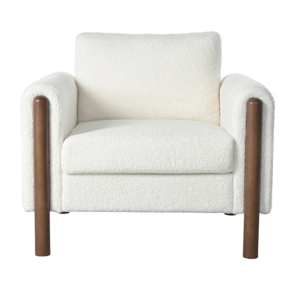 Oversized Accent Chair, Upholstered Living Room Chairs Single Sofa Chair with Walnut Legs, Curved handrail, Green